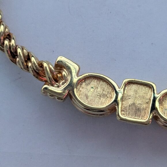 Vintage RARE SWAROVSKI SWAN AB Crystal Gold Tone Rope Choker Style Necklace - Picture 6 of 10